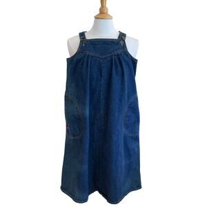 Vintage Mizz Lizz A-Line Overall Jumper / Denim Dress Pockets Medium Wash 9/10